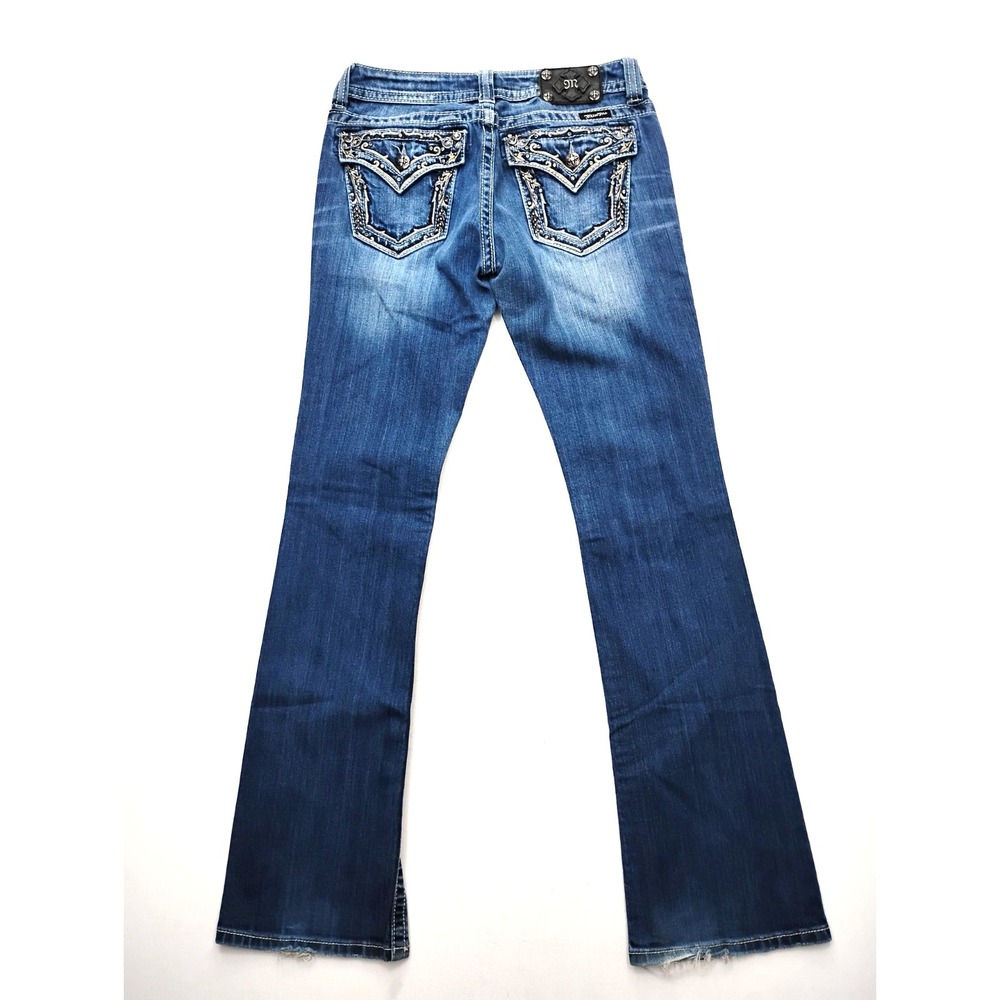 Miss Me Jeans Bootcut Size 29 Embellished Flap Pockets Thick stitch low rise